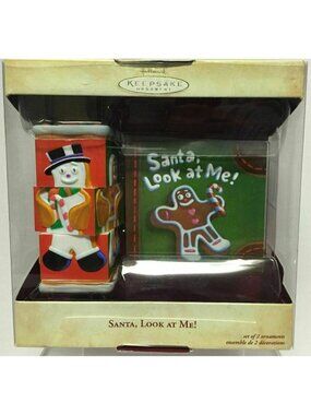 Hallmark Keepsake Vintage 2004 "Santa Look at Me" Set/2 Ornaments Decoration